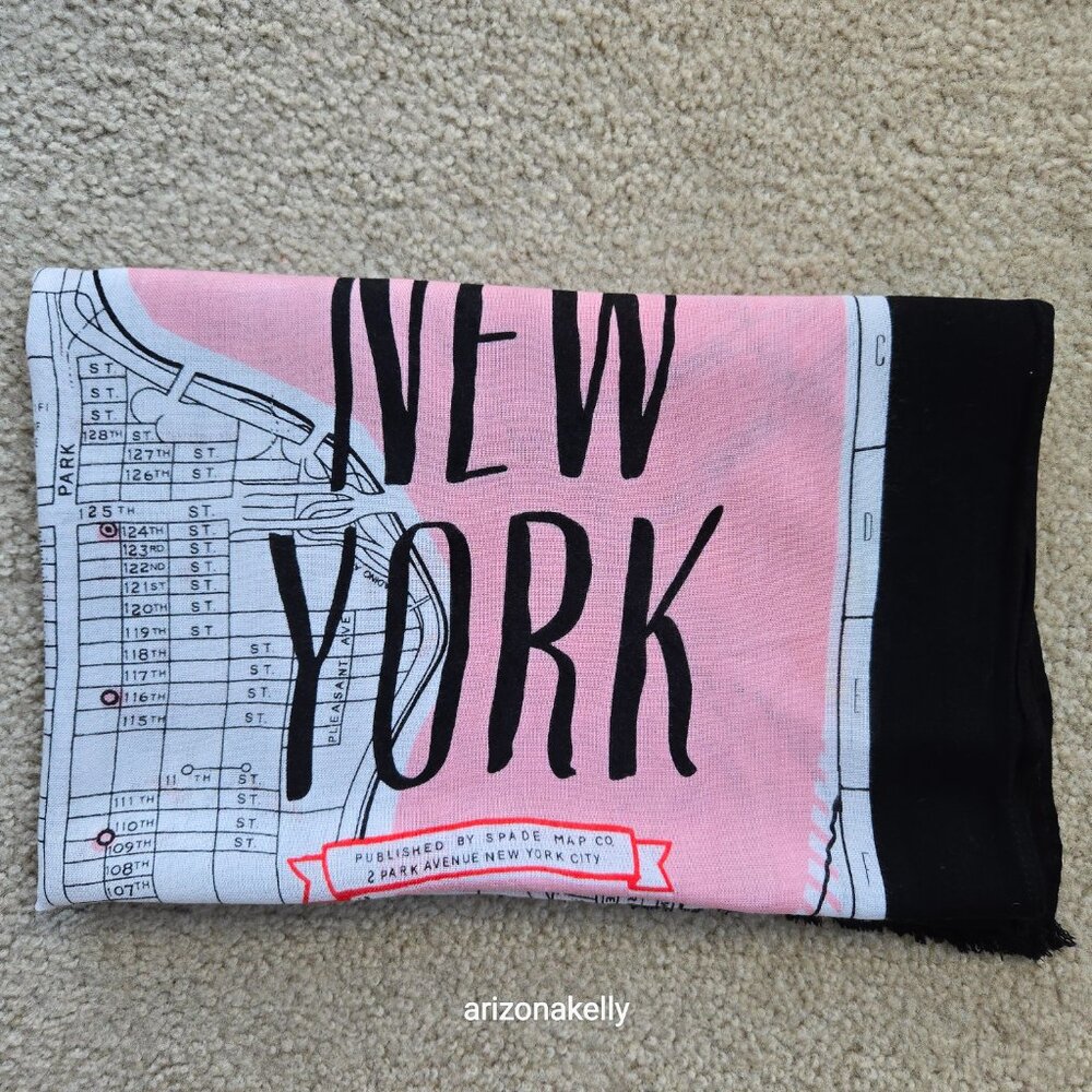 kate spade NYC New York Map Scarf Pink - Picture 13 of 14